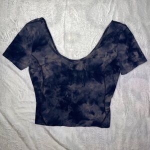 Lululemon Athletica Align Women's size 4 Crop Short Sleeve Diamond Tie Dye Top